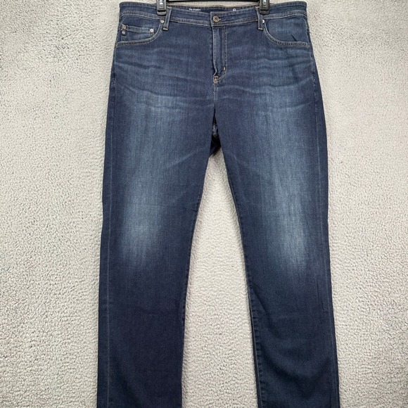 AG Adriano Goldschmied The Everett Slim Straight Jeans Men 40X32 Blue Distressed